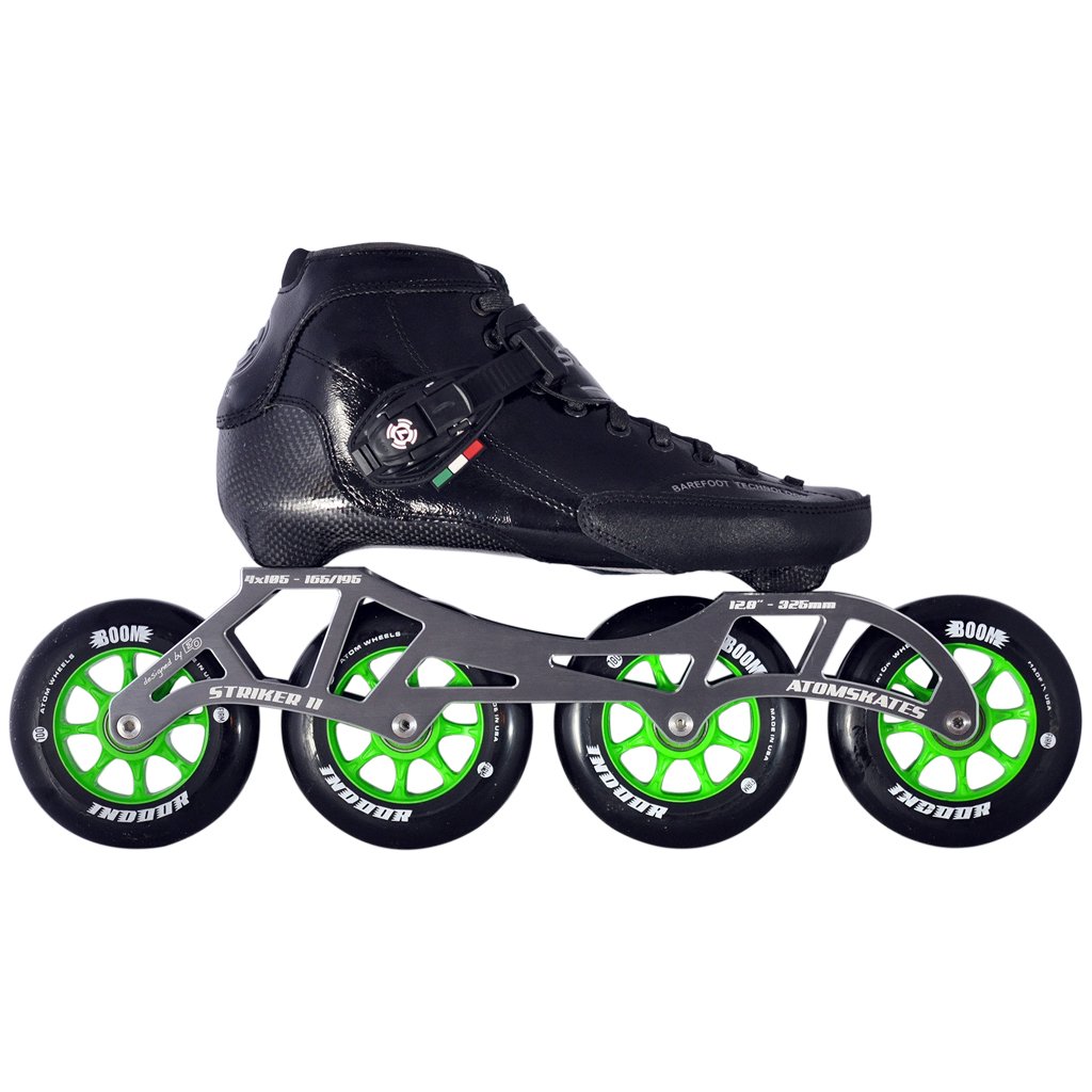 Luigino Strut Indoor Inline Speed Skate Black/Silver 4 Wheel